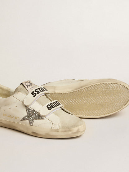 Women’s Old School with silver glitter star and ice-gray suede tongue - Golden Goose Women