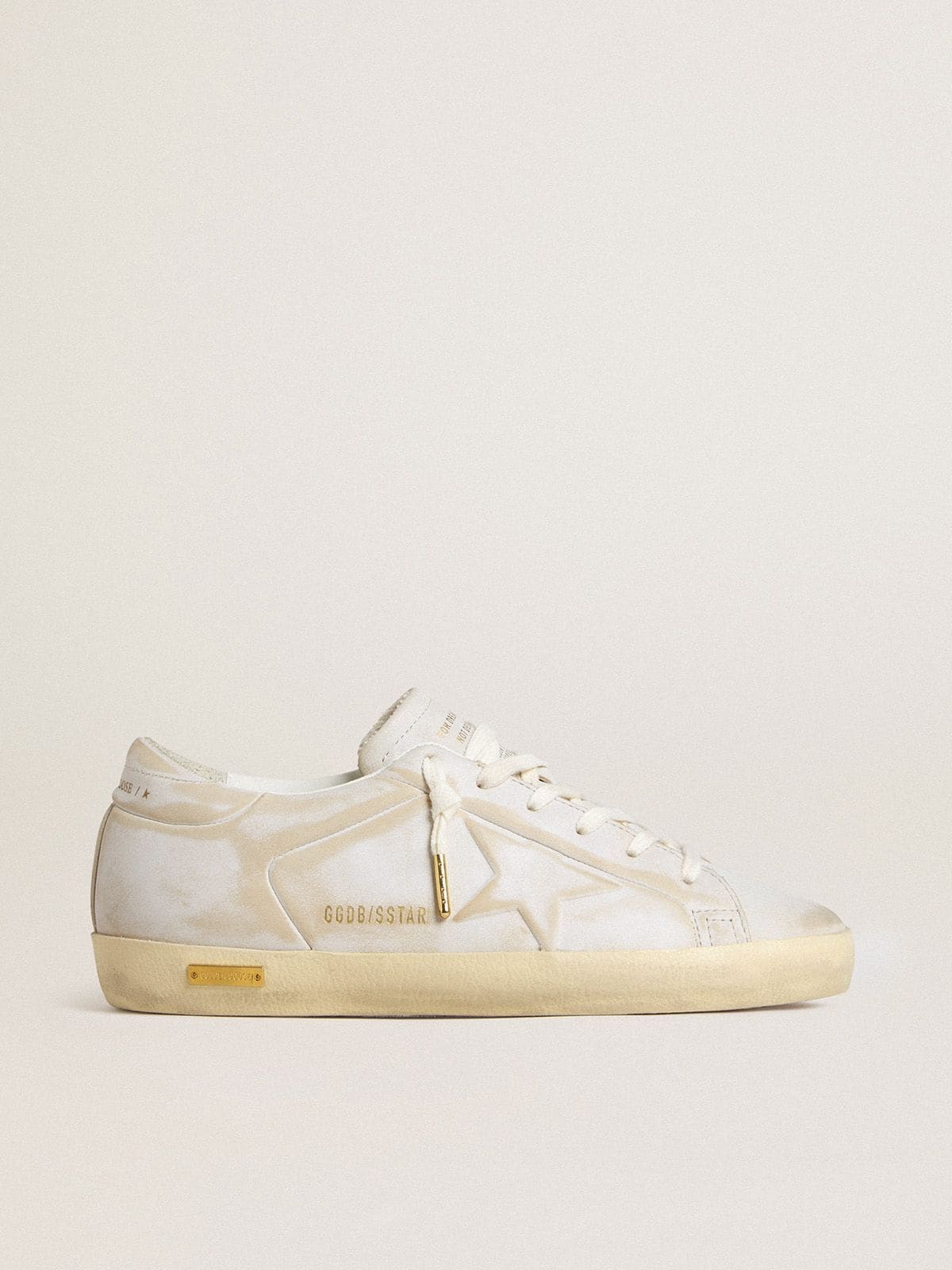 Women’s Super-Star with white leather star and heel tab with lived-in effect - Golden Goose Women