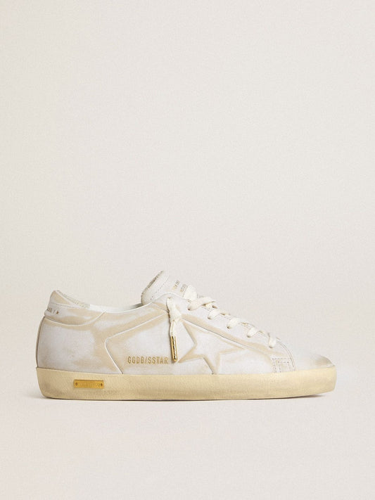 Women’s Super-Star with white leather star and heel tab with lived-in effect - Golden Goose Women