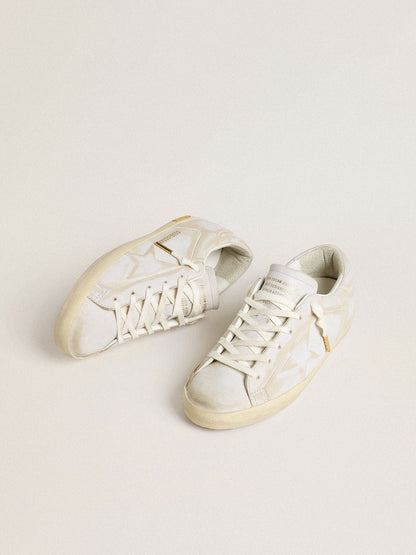 Women’s Super-Star with white leather star and heel tab with lived-in effect - Golden Goose Women