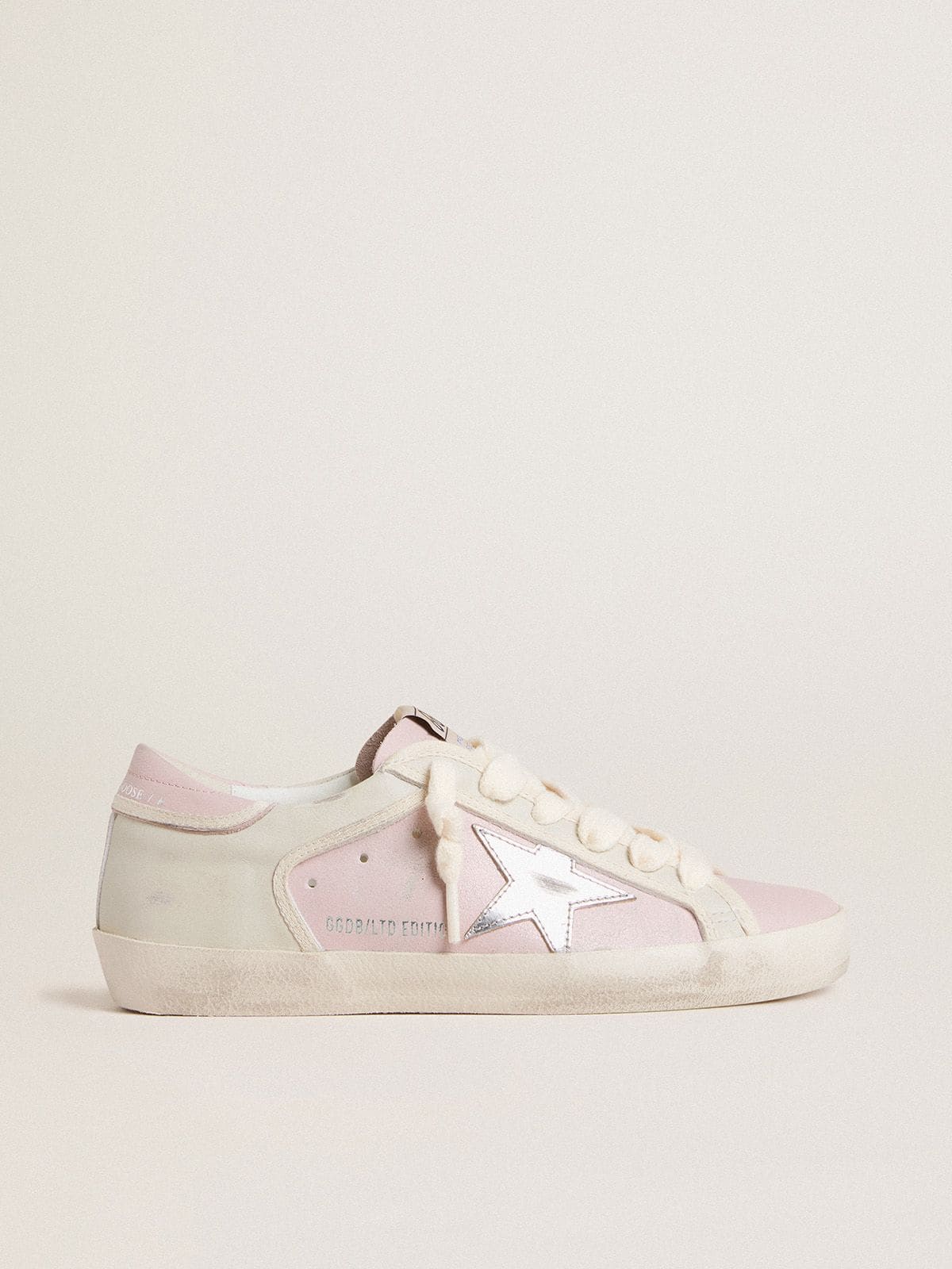Super-Star LTD in pink leather with silver foiled leather star and pink leather heel tab - Golden Goose Women