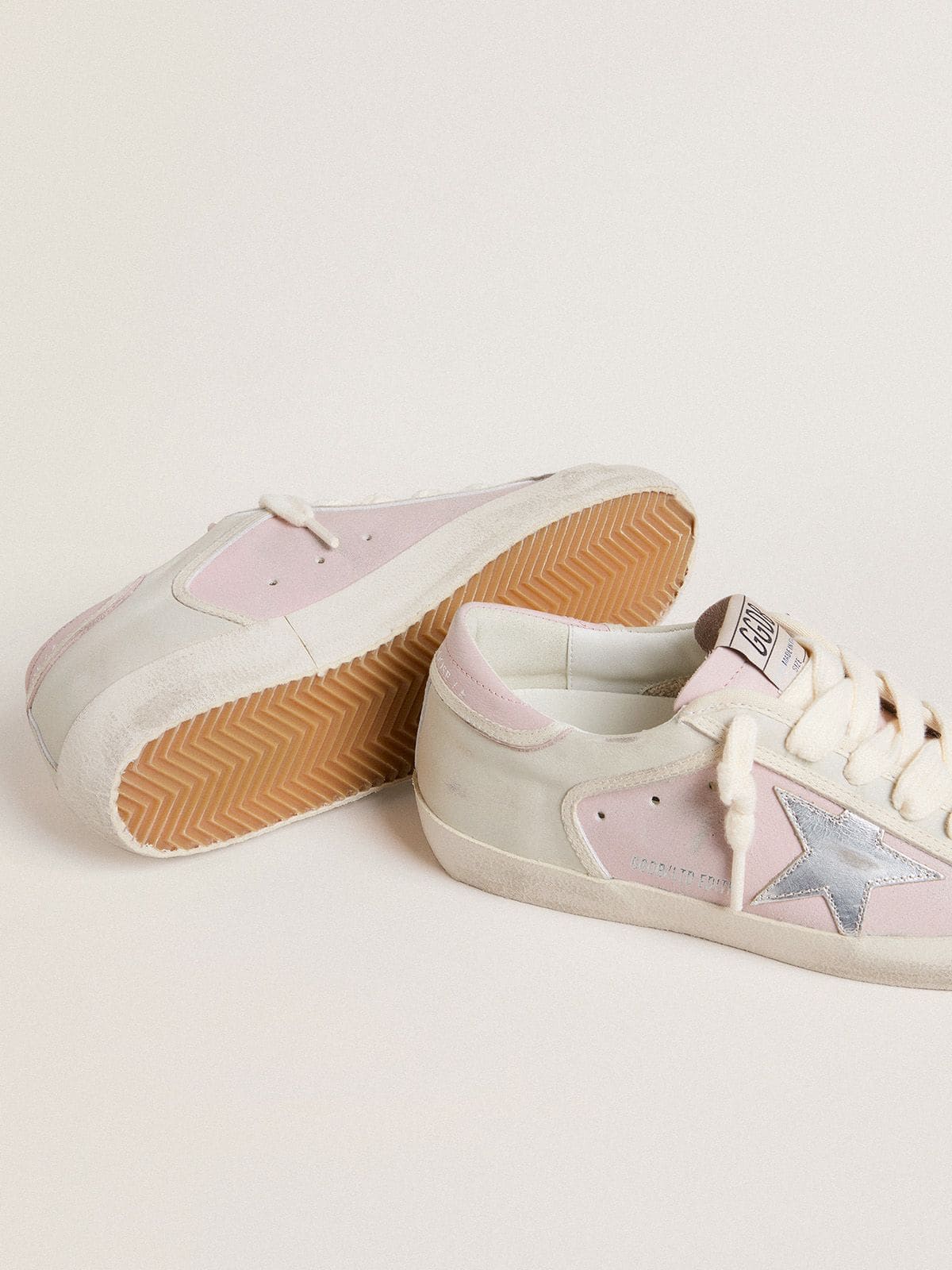 Super-Star LTD in pink leather with silver foiled leather star and pink leather heel tab - Golden Goose Women