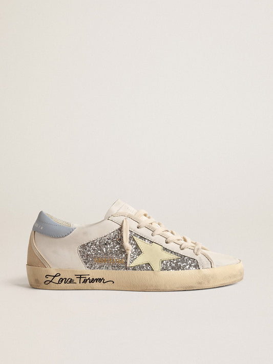 Bio-based Super-Star with silver glitter and yellow leather star - Golden Goose Women