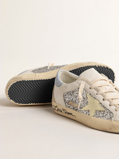 Bio-based Super-Star with silver glitter and yellow leather star - Golden Goose Women