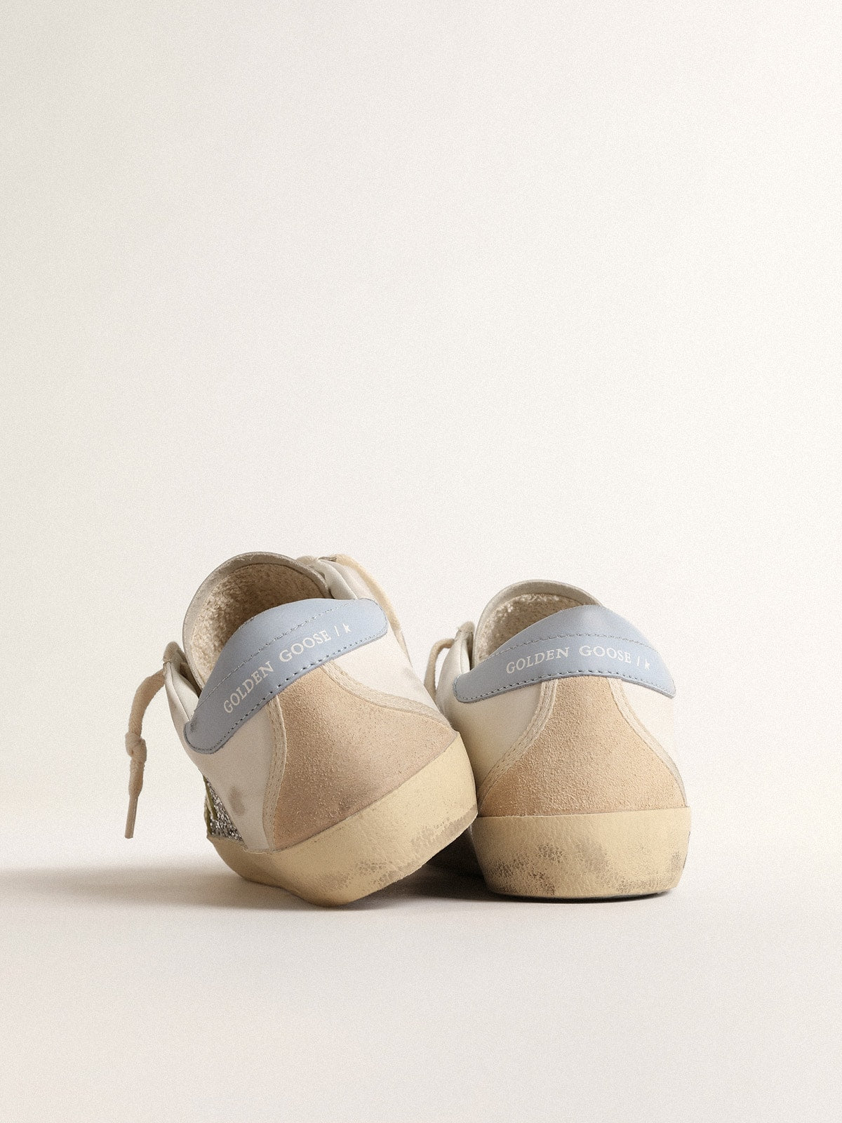 Bio-based Super-Star with silver glitter and yellow leather star - Golden Goose Women