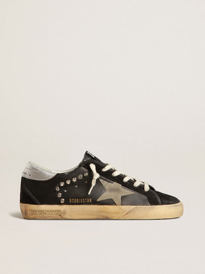 Women’s Super-Star in black leather and suede with silver studs - Golden Goose Women