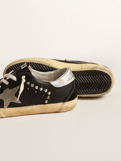 Women’s Super-Star in black leather and suede with silver studs - Golden Goose Women