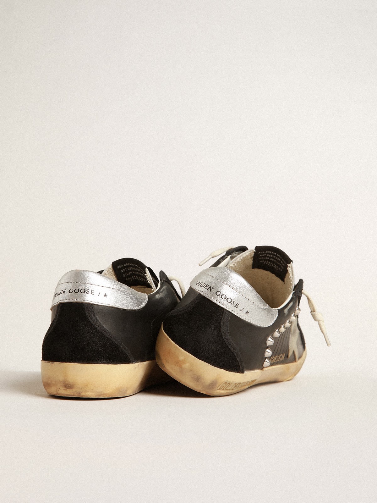 Women’s Super-Star in black leather and suede with silver studs - Golden Goose Women