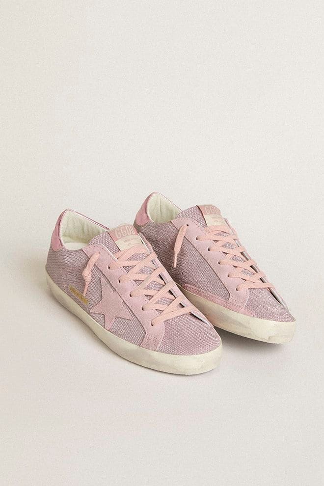 Super-Star LTD in glitter with suede star and leather heel tab - Golden Goose Women