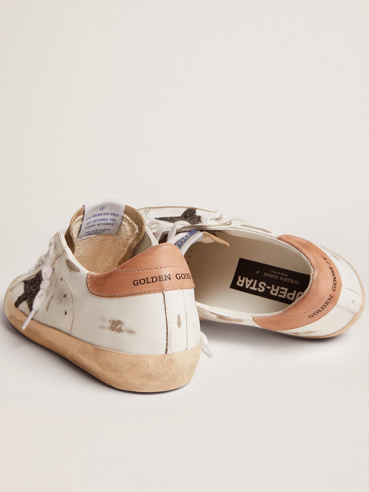 Women's Super-Star with black glitter star and pink heel tab - Golden Goose Women