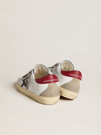 Women's Super-Star in nappa with glitter star and red nappa heel tab - Golden Goose Women