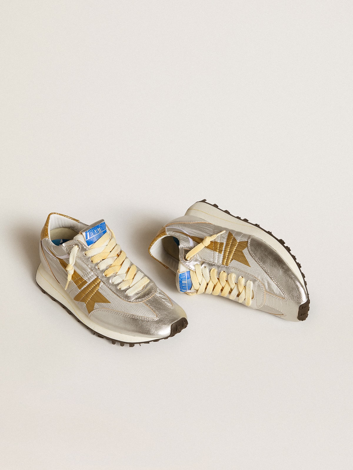 Women’s Marathon with silver ripstop nylon upper and gold star - Golden Goose Women
