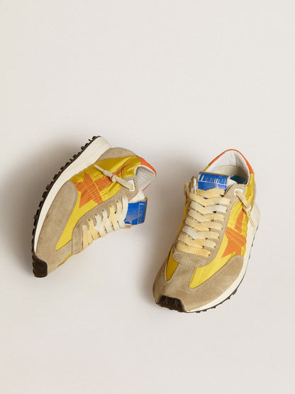 Women’s Marathon with yellow nylon upper and orange star - Golden Goose Women