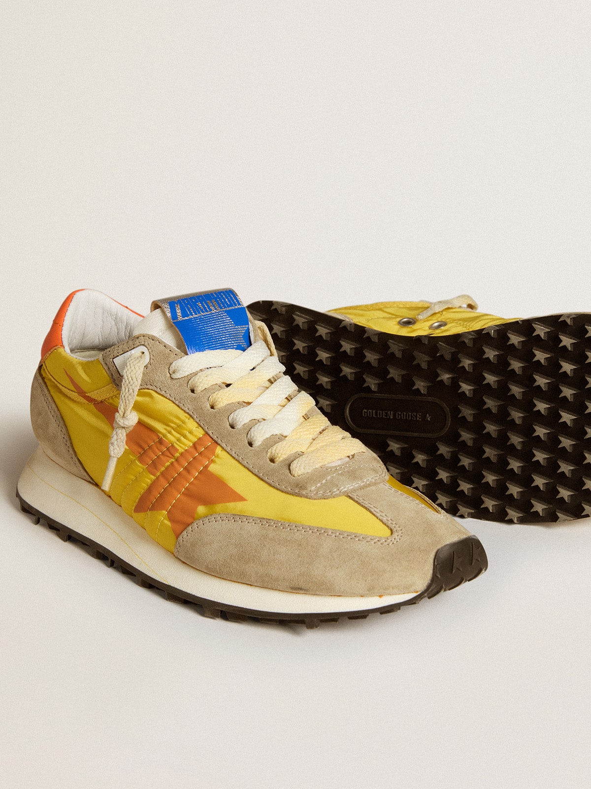Women’s Marathon with yellow nylon upper and orange star - Golden Goose Women