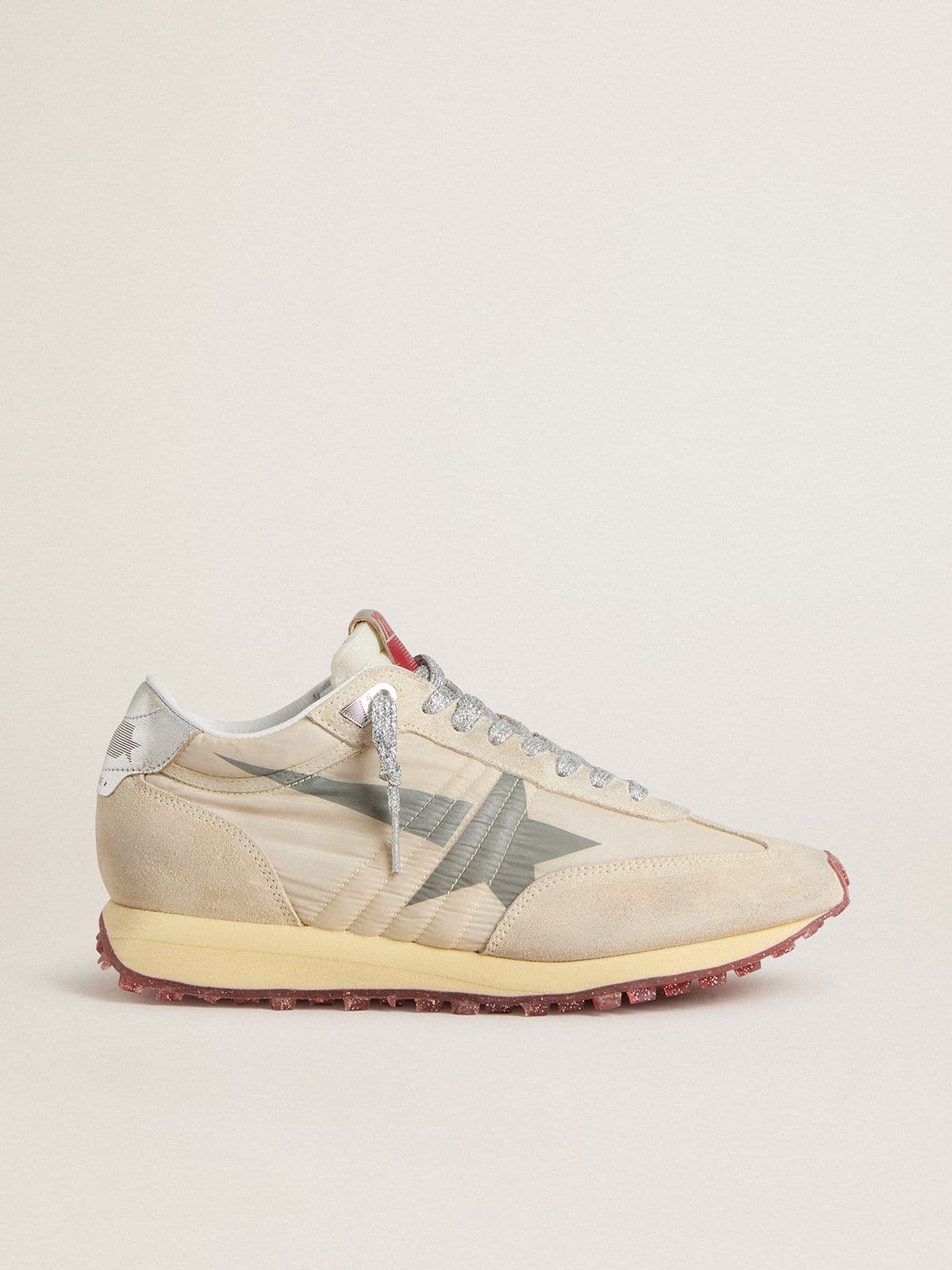 Women’s Marathon with beige nylon upper and gray star - Golden Goose Women