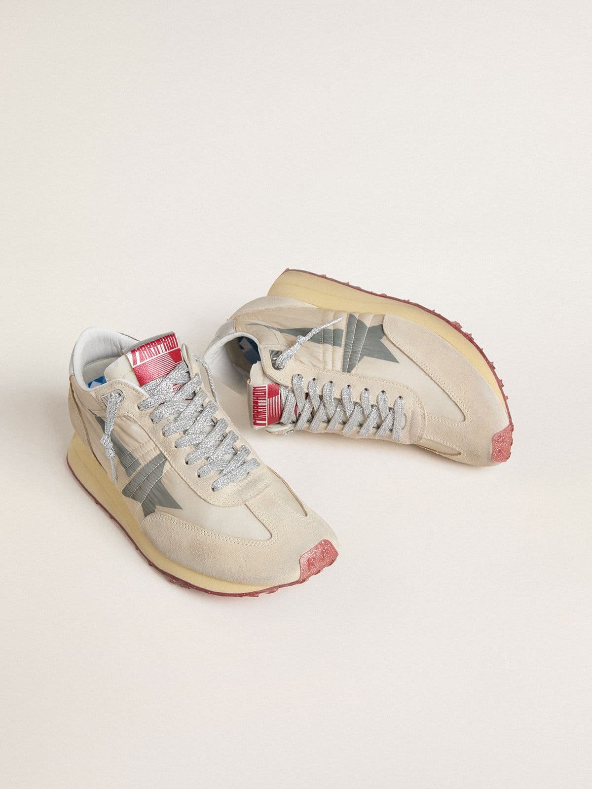 Women’s Marathon with beige nylon upper and gray star - Golden Goose Women