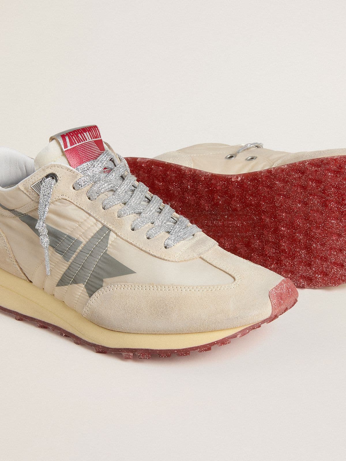 Women’s Marathon with beige nylon upper and gray star - Golden Goose Women