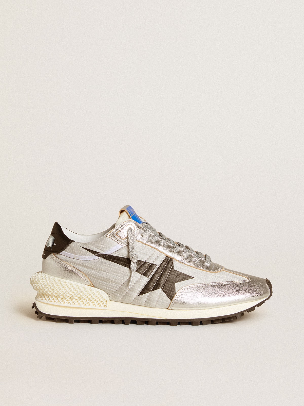 Women’s Marathon with silver ripstop nylon upper and black star - Golden Goose Women