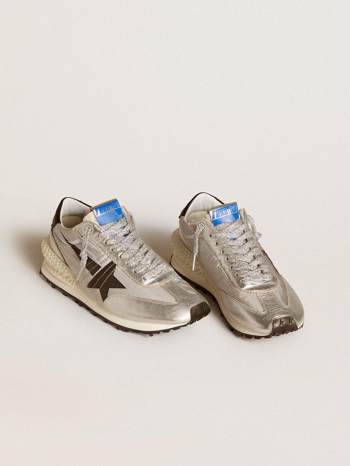 Women’s Marathon with silver ripstop nylon upper and black star - Golden Goose Women