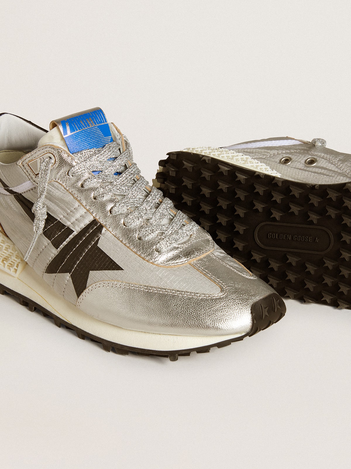 Women’s Marathon with silver ripstop nylon upper and black star - Golden Goose Women