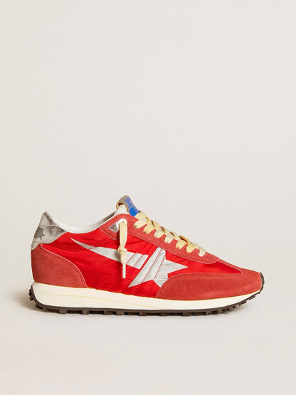 Women’s Marathon with red nylon upper and silver star - Golden Goose Women