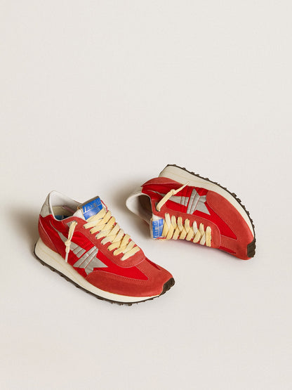 Women’s Marathon with red nylon upper and silver star - Golden Goose Women
