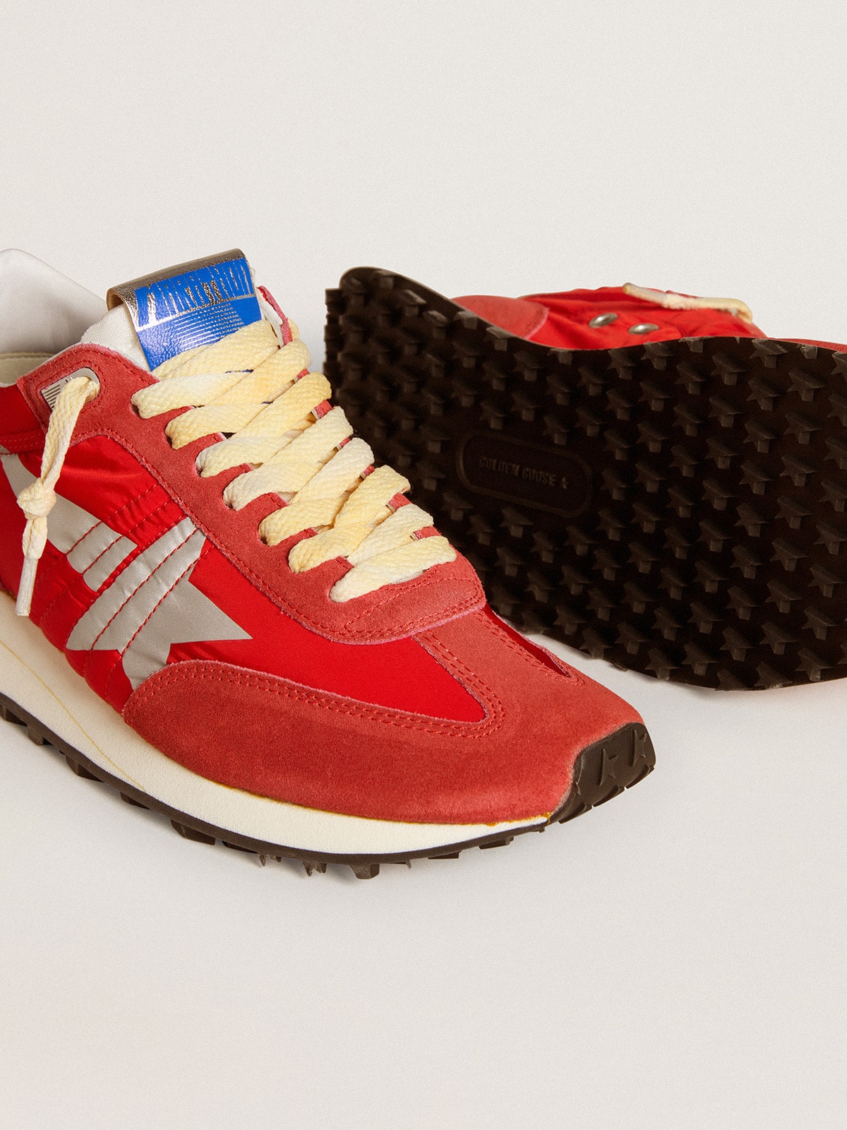 Women’s Marathon with red nylon upper and silver star - Golden Goose Women
