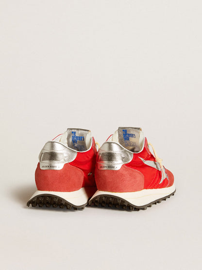 Women’s Marathon with red nylon upper and silver star - Golden Goose Women