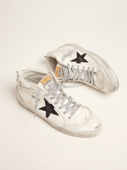 Women's Mid Star with laminated heel tab and glitter laces - Golden Goose Women