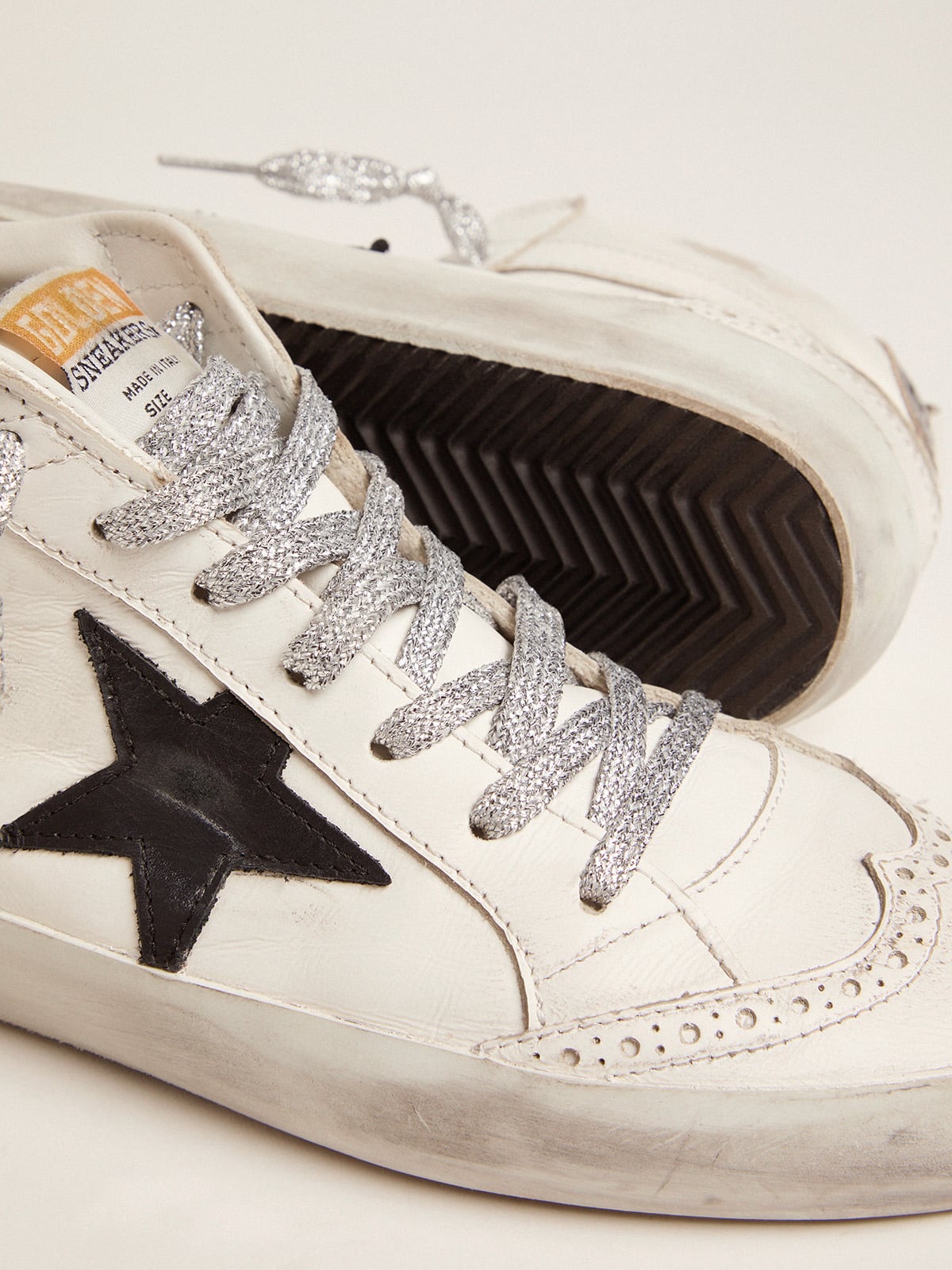 Women's Mid Star with laminated heel tab and glitter laces - Golden Goose Women