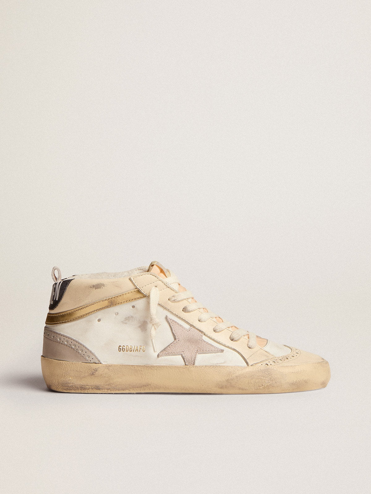 Women's Mid Star with star in light gray suede and gold flash - Golden Goose Women