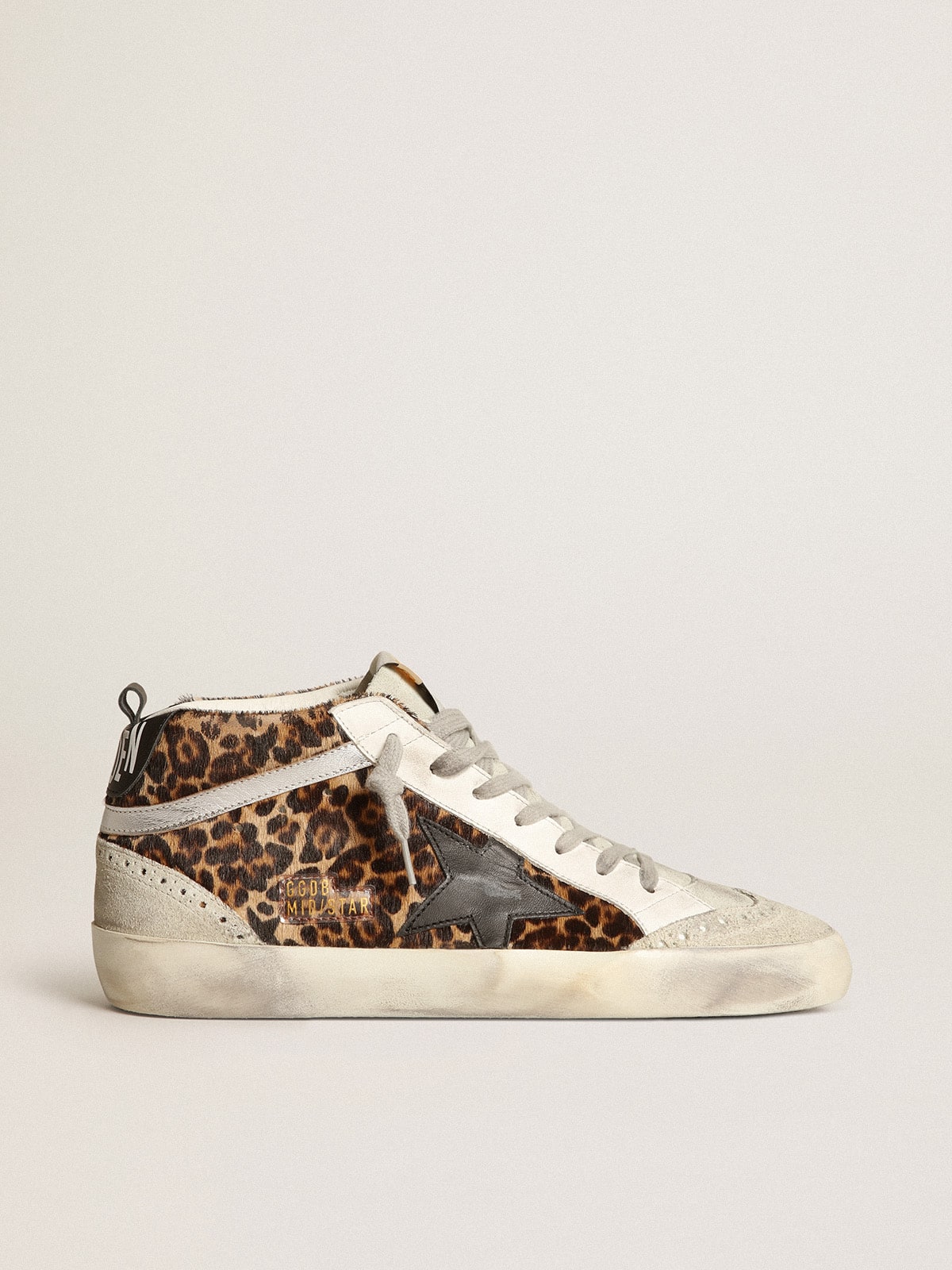 Women's Mid Star in leopard print pony skin with black star - Golden Goose Women