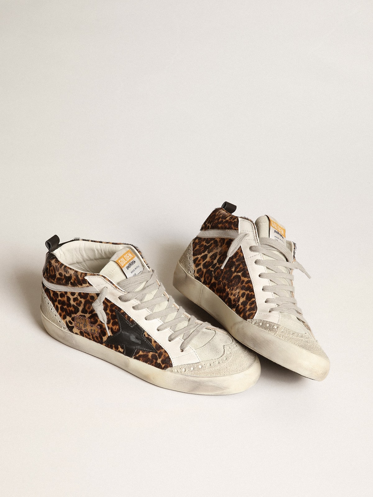 Women's Mid Star in leopard print pony skin with black star - Golden Goose Women