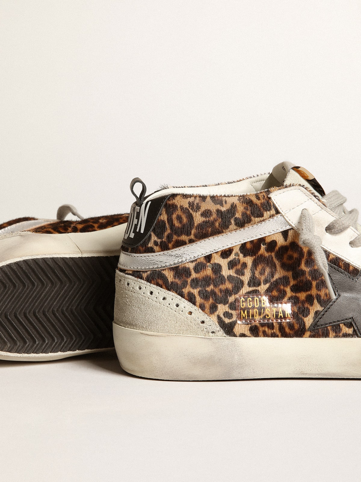 Women's Mid Star in leopard print pony skin with black star - Golden Goose Women