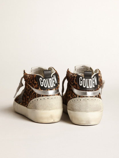 Women's Mid Star in leopard print pony skin with black star - Golden Goose Women