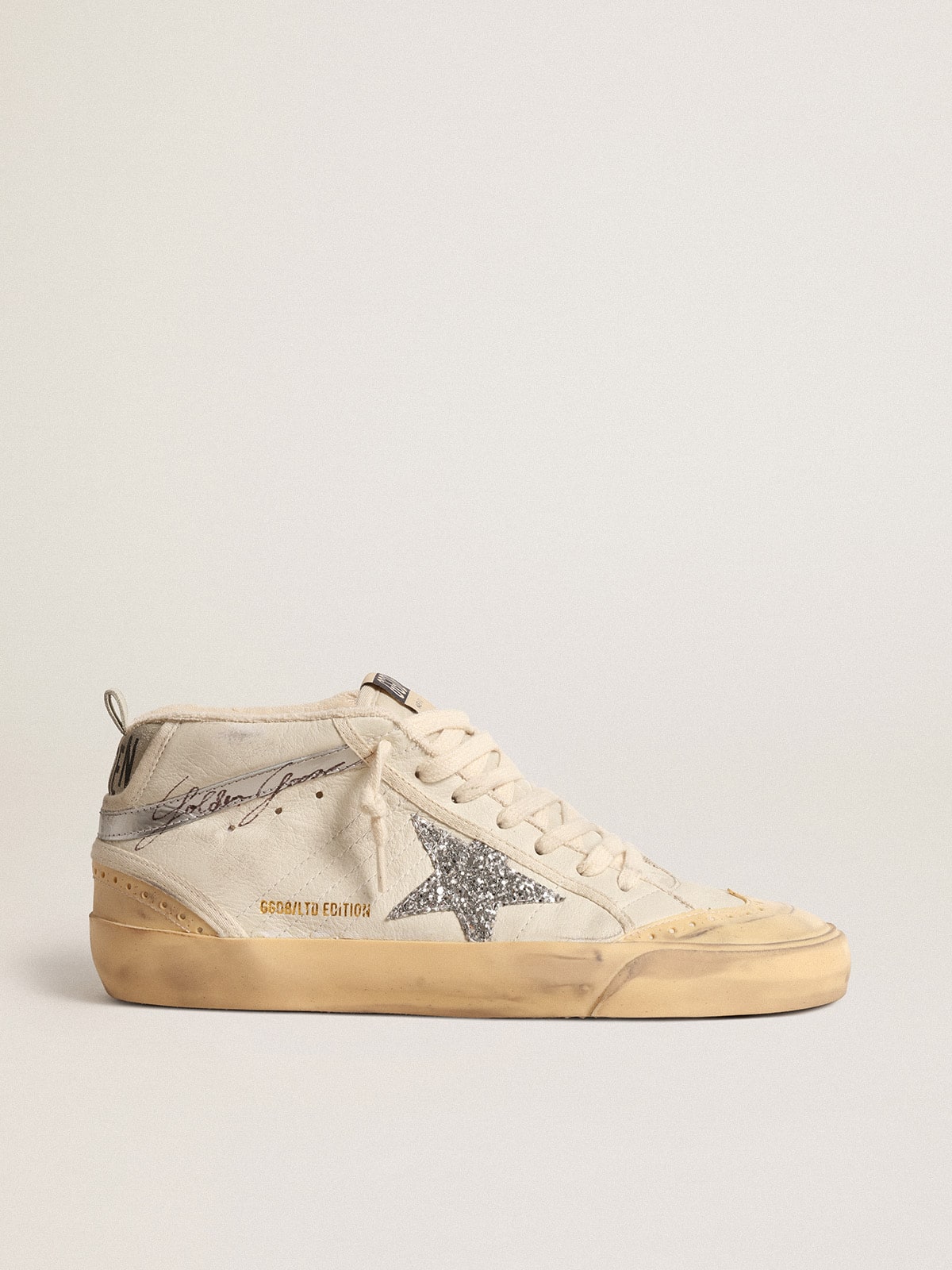 Mid Star  with glitter star and metallic leather flash - Golden Goose Women