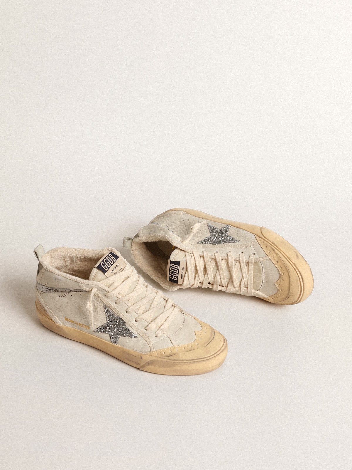 Mid Star  with glitter star and metallic leather flash - Golden Goose Women