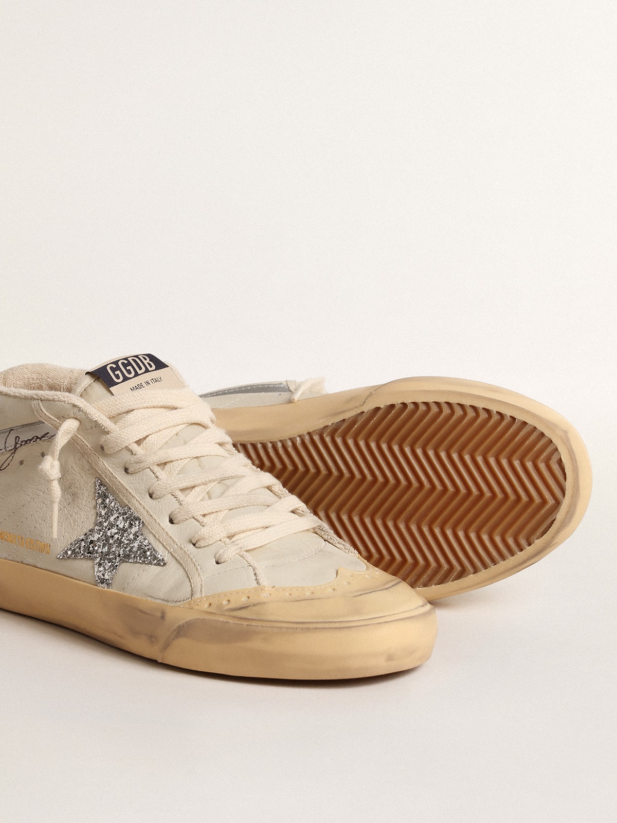 Mid Star  with glitter star and metallic leather flash - Golden Goose Women