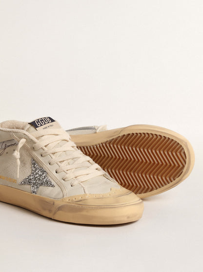 Mid Star  with glitter star and metallic leather flash - Golden Goose Women