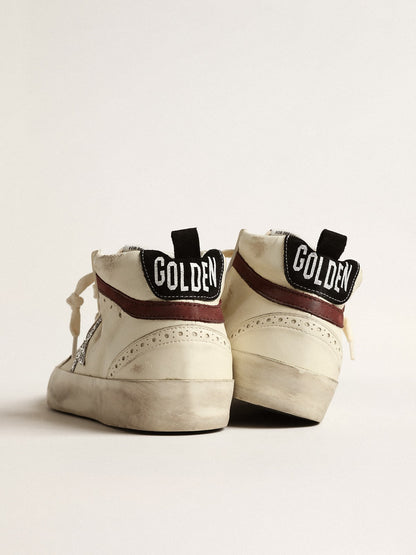 Mid Star LTD in white nappa leather with silver glitter star - Golden Goose Women