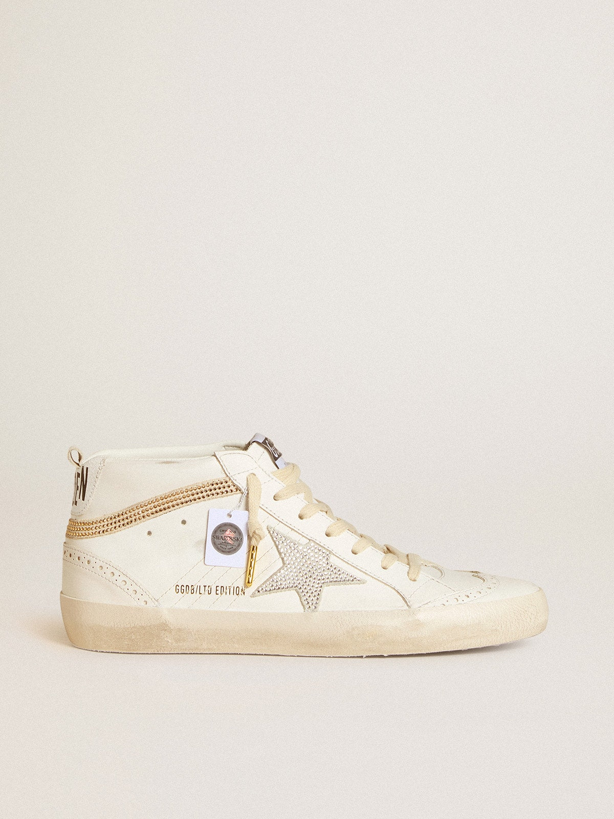 Mid Star  with star and heel tab in suede with Swarovski crystals - Golden Goose Women