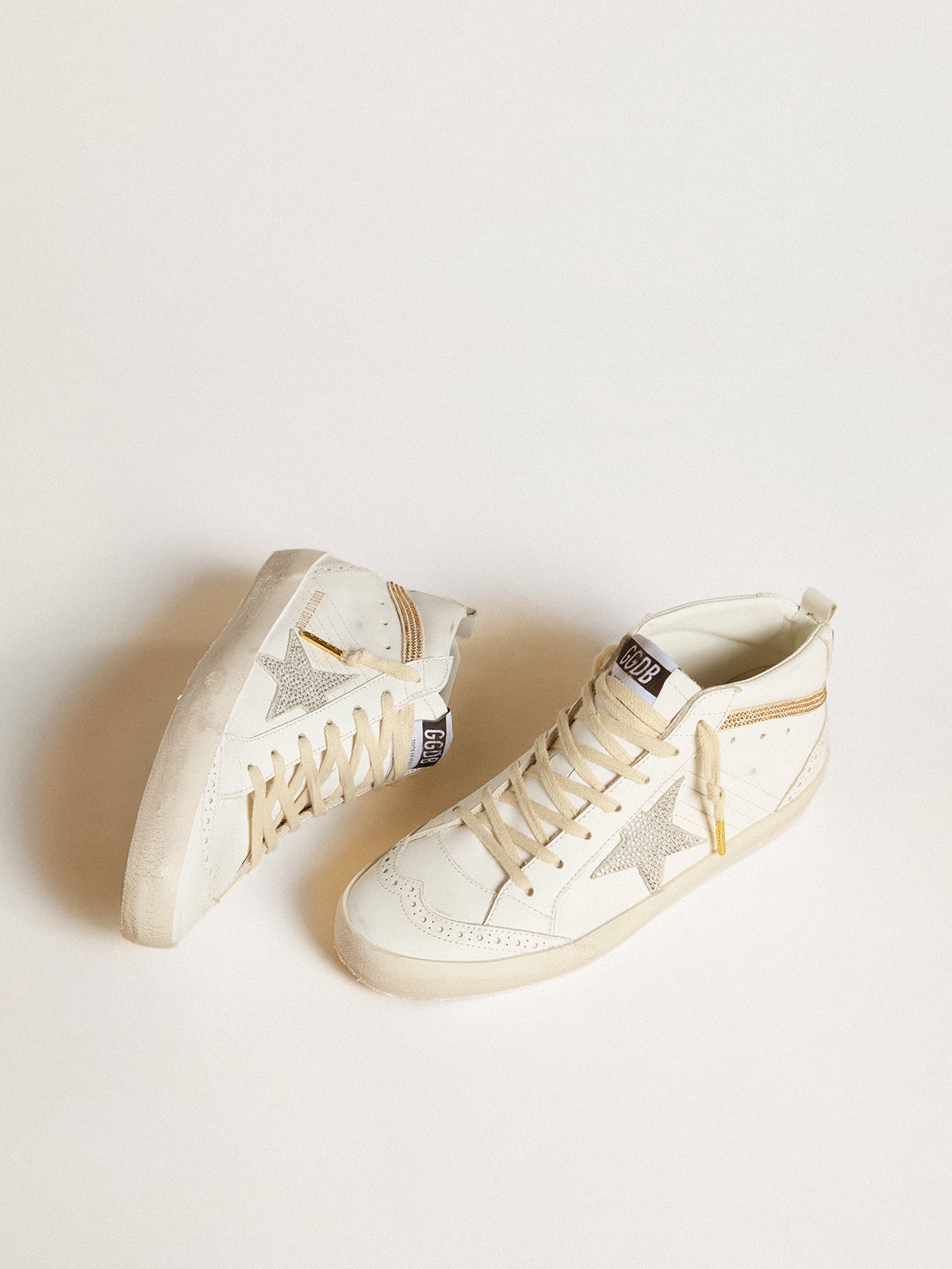 Mid Star  with star and heel tab in suede with Swarovski crystals - Golden Goose Women