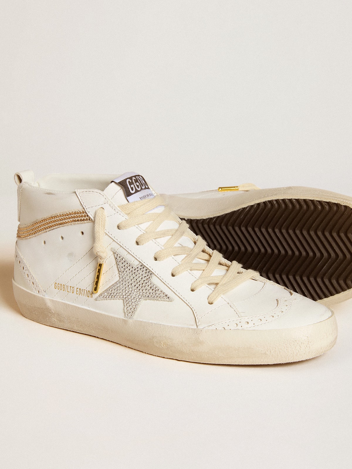 Mid Star  with star and heel tab in suede with Swarovski crystals - Golden Goose Women