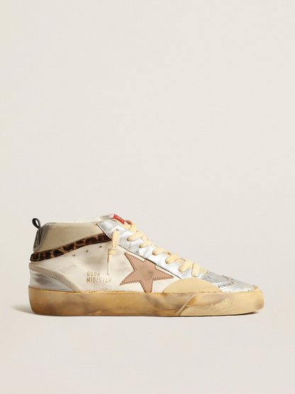 Mid Star LTD with silver metallic leather inserts and pink star - Golden Goose Women