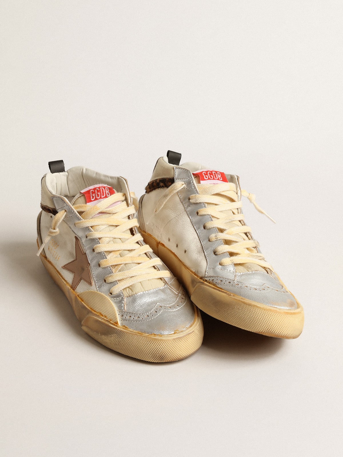 Mid Star LTD with silver metallic leather inserts and pink star - Golden Goose Women