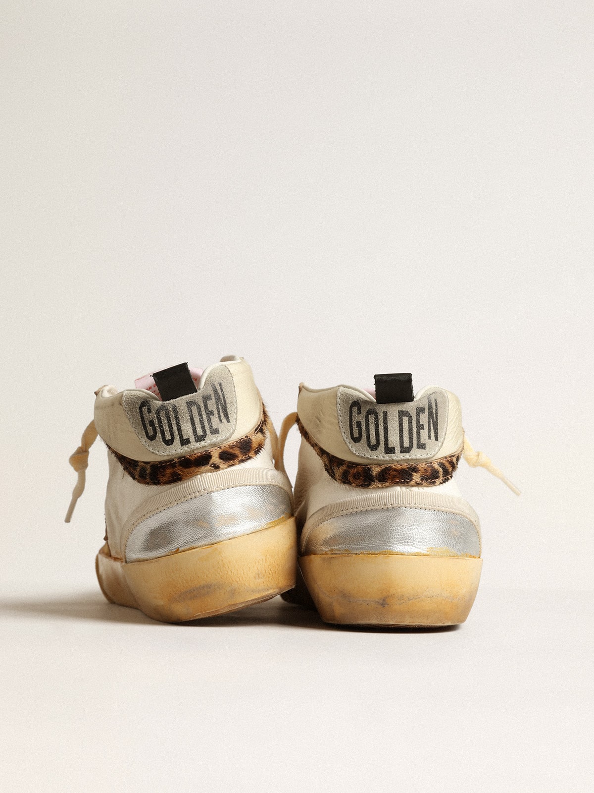 Mid Star LTD with silver metallic leather inserts and pink star - Golden Goose Women