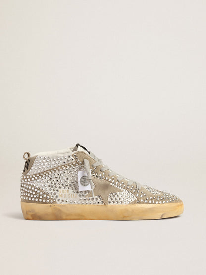 Women’s Mid Star in white and dove-gray suede with Swarovski crystals - Golden Goose Women