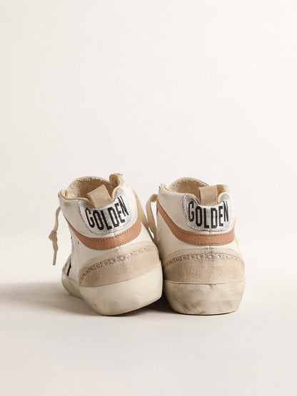 Mid Star  in nappa with glitter star and nude leather flash - Golden Goose Women