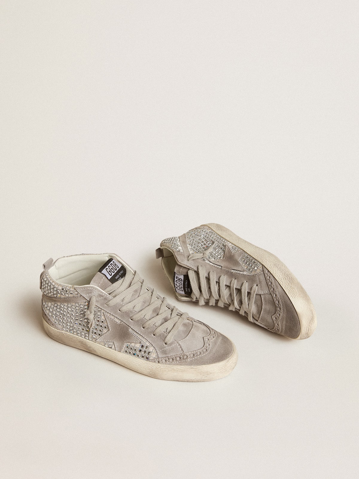 Mid Star in silver suede with Swarovski crystals and suede star - Golden Goose Women