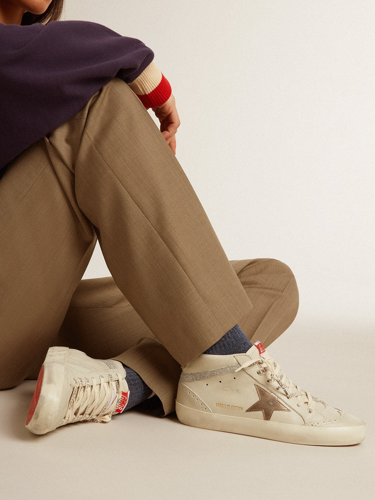 Women's Mid Star LTD with bronze leather star and Swarovski crystal flash - Golden Goose Women